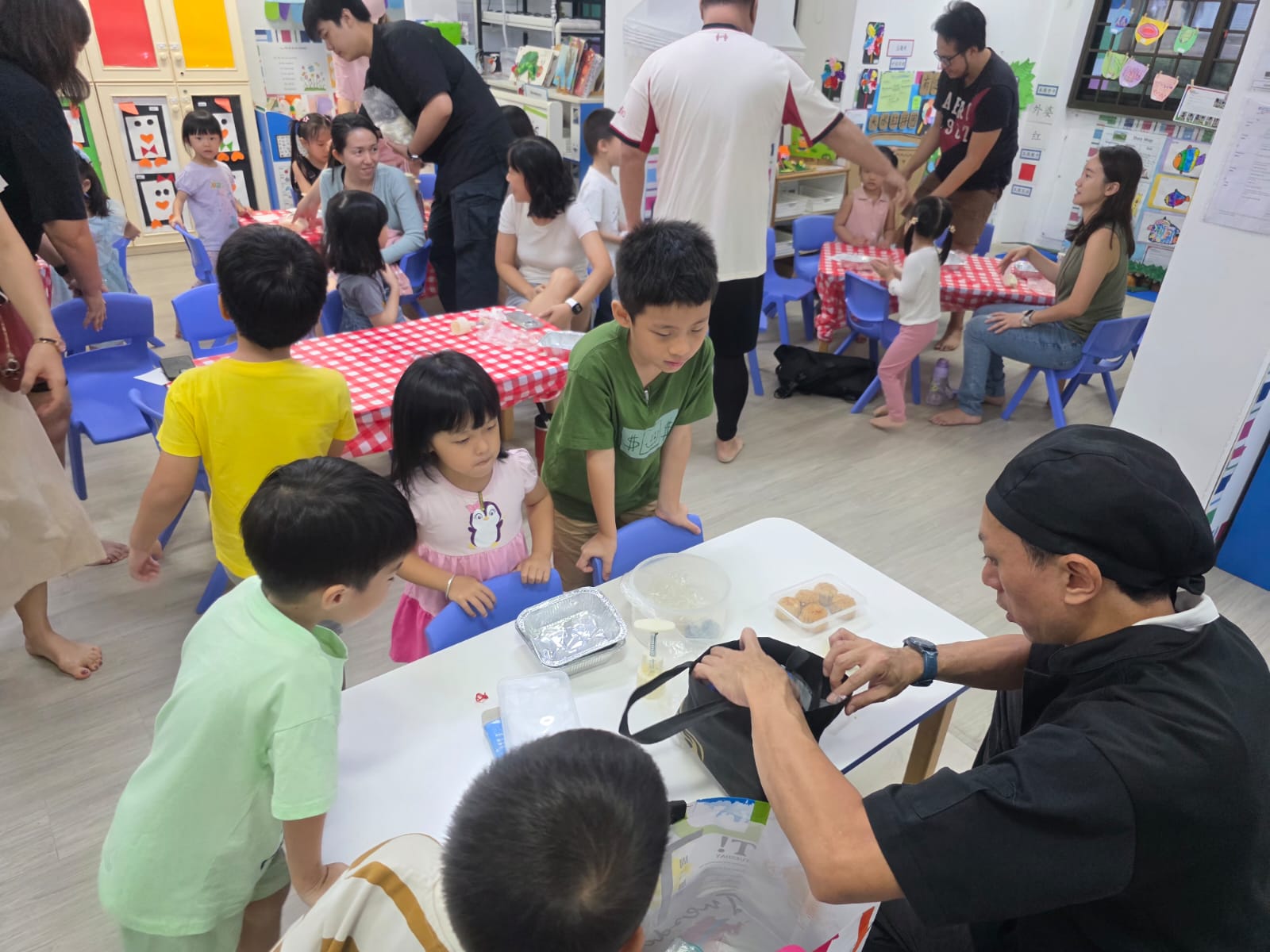 Children and parents at an Edufarm mooncake making workshop
