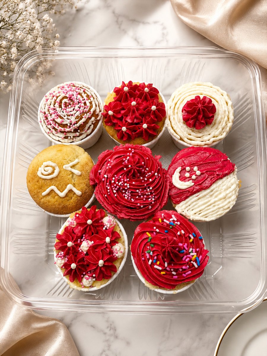 National Day cupcakes decorated in red and white with Singapore flag piping, baked with Chef Adrian at an Edufarm workshop