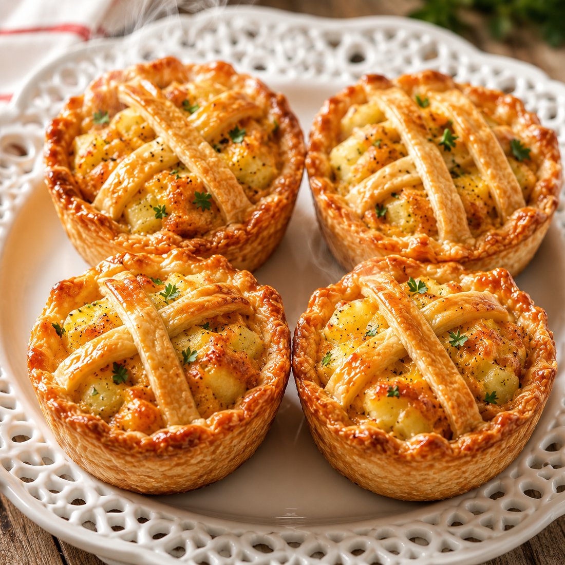Golden lattice-topped cheesy potato pies baked with Chef Adrian at an Edufarm workshop