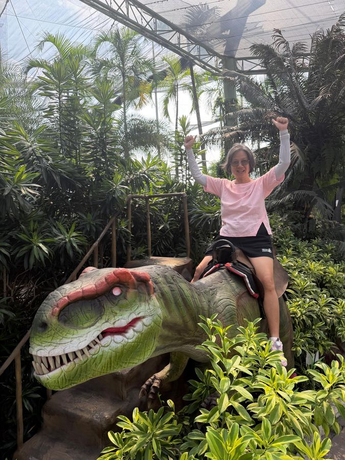 Senior participant at Dino Putt mini-golf — Edufarm Golden Years Club outing